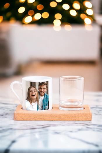 Fotoğraflı Ahşap Sunumlu Türk Kahvesi Fincanı