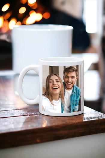 Kişiye Özel Fotoğraflı Porselen Beyaz Kupa Bardak