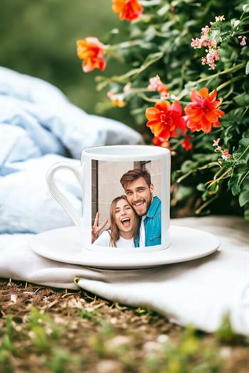 Fotoğraflı Beyaz Türk Kahvesi Fincanı