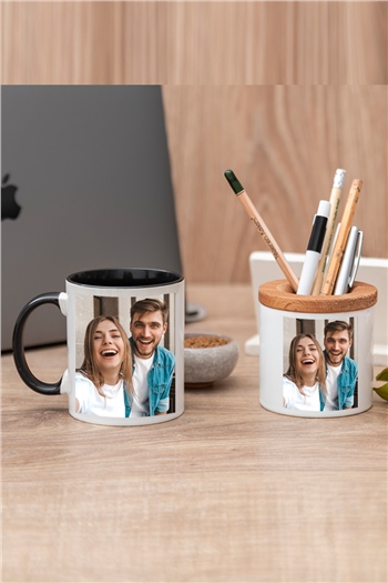 Fotoğraflı Renkli Kupa Bardak ve Kalemlik