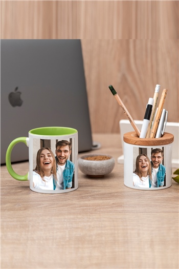 Fotoğraflı Renkli Kupa Bardak ve Kalemlik