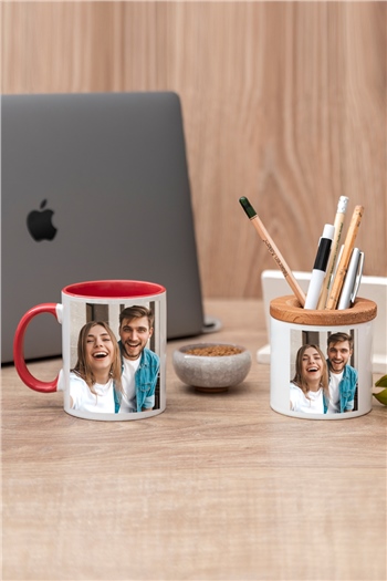 Fotoğraflı Renkli Kupa Bardak ve Kalemlik