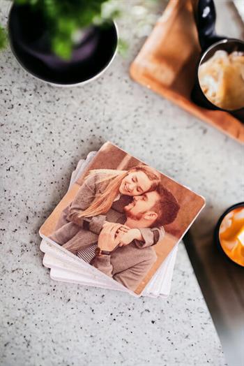 Fotoğraflı Taş Bardak Altlığı