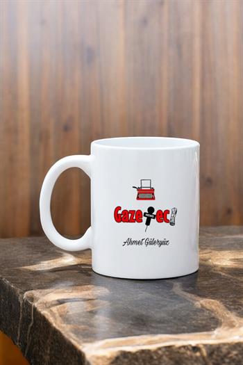 Gazeteciye Hediye Beyaz Kupa Bardak