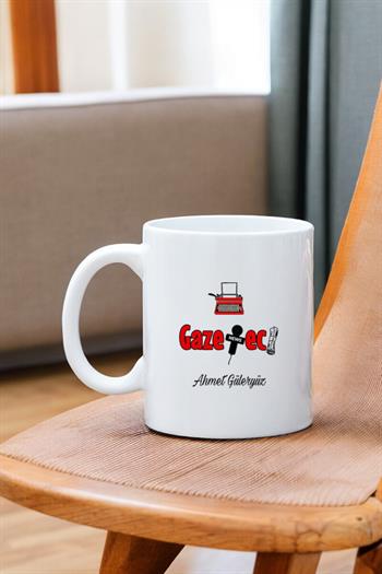 Gazeteciye Hediye Beyaz Kupa Bardak