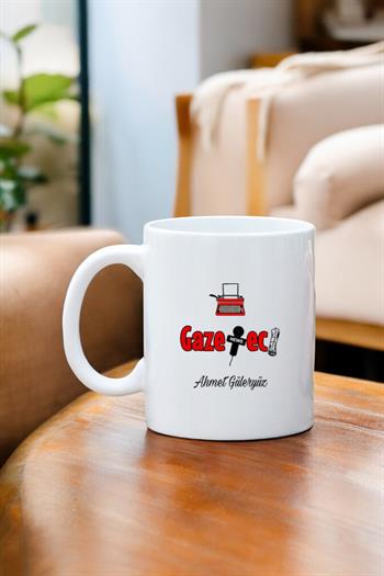 Gazeteciye Hediye Beyaz Kupa Bardak