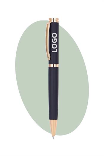 Gold Detaylı Promosyon Lüx Siyah Metal Tükenmez Kalem 5621-Pİ