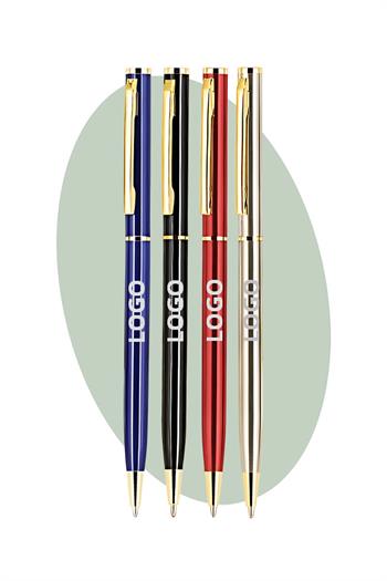 Gold Renk Detaylı Promosyon Metal Tükenmez Baskılı Kalem 2021-Pİ