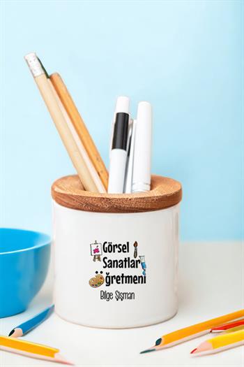 Görsel Sanatlar Öğretmeni Ahşap Kapaklı Kalemlik