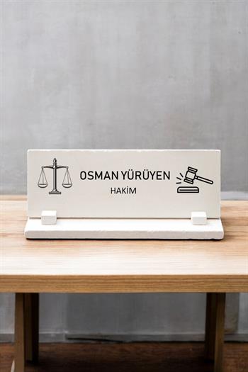 Hakime Hediye Doğal Taş Masa İsimliği