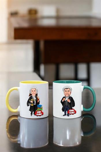 Hakime Hediye Kişiye Özel Hakim Karikatürlü Kupa Bardak