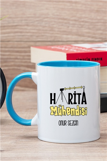 Harita Mühendisi İçi Renkli Kupa Bardak
