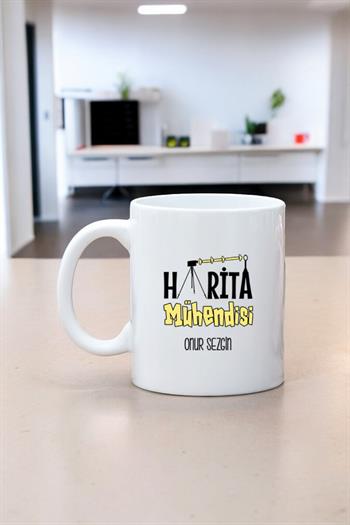 Harita Mühendisine Hediye Beyaz Kupa Bardak