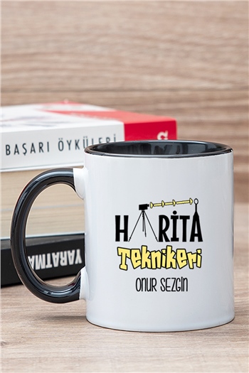 Harita Teknikeri İçi Renkli Kupa Bardak