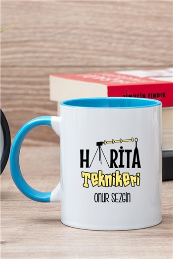 Harita Teknikeri İçi Renkli Kupa Bardak