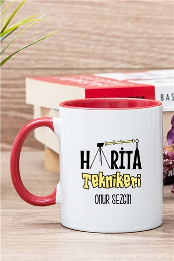Harita Teknikeri İçi Renkli Kupa Bardak