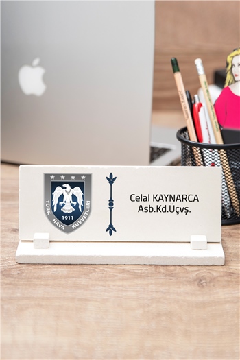 Hava Kuvvetleri Komutanına Hediye Logolu Taş Masa İsimliği