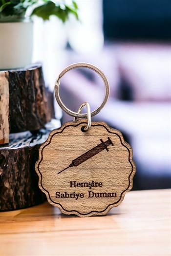 Hemşirelere Hediye Kişiye Özel Lazer Kesim Ahşap Anahtarlık