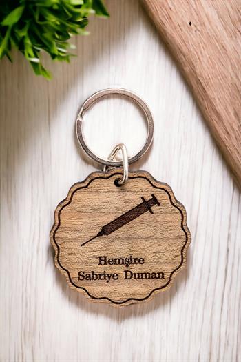 Hemşirelere Hediye Kişiye Özel Lazer Kesim Ahşap Anahtarlık