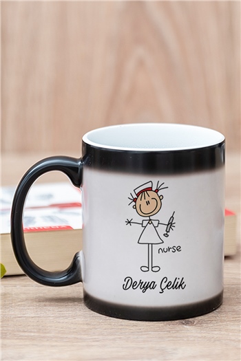 Hemşire Karikatürü Sihirli Kupa Bardak