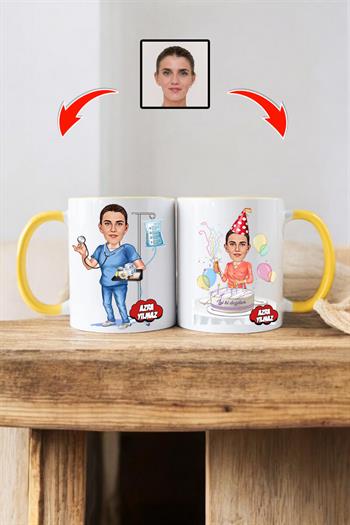 Hemşireye Doğum Günü Hediyesi Karikatürlü Kupa Bardak