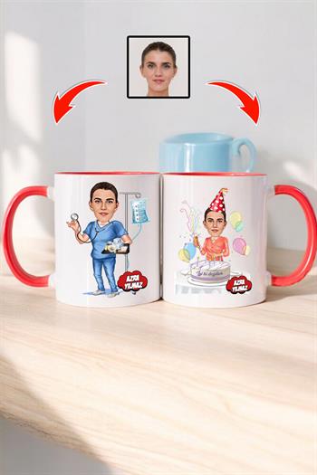Hemşireye Doğum Günü Hediyesi Karikatürlü Kupa Bardak