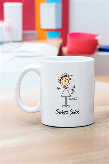 Hemşireye Hediye Hemşire Karikatürü Beyaz Kupa Bardak