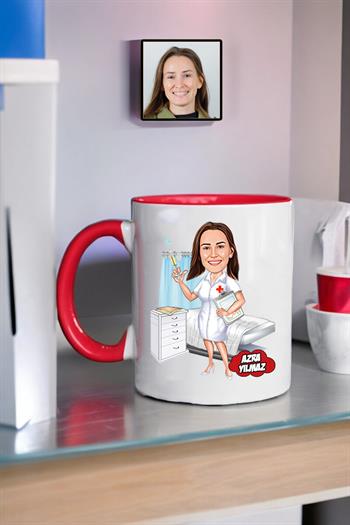 Hemşireye Özel Hediye Kişiye Özel Karikatürlü Kupa Bardak