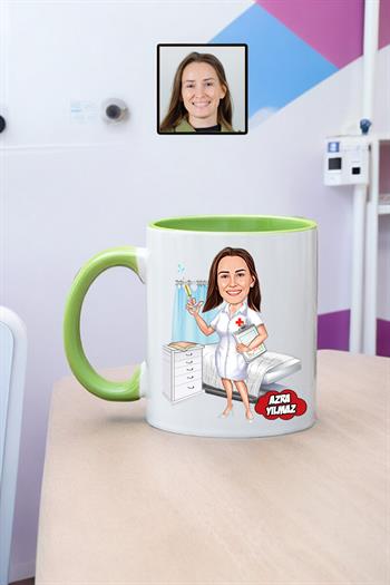 Hemşireye Özel Hediye Kişiye Özel Karikatürlü Kupa Bardak