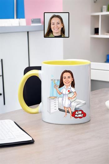 Hemşireye Özel Hediye Kişiye Özel Karikatürlü Kupa Bardak