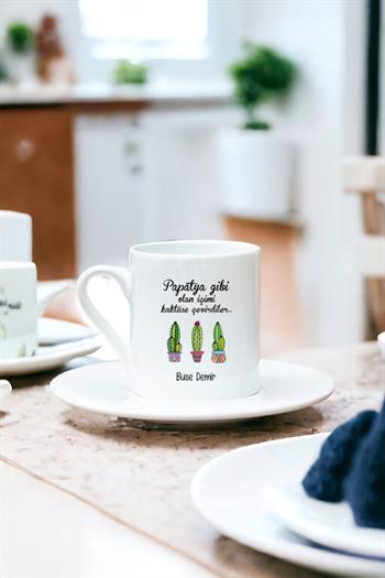 İçimi Kaktüse Çevirdiler Beyaz Türk Kahvesi Fincanı