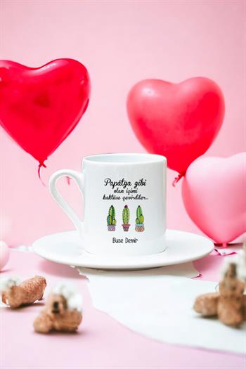 İçimi Kaktüse Çevirdiler Beyaz Türk Kahvesi Fincanı