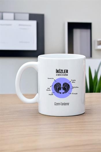 İkizler Burcuna Hediye Kişiye Özel Kupa Bardak