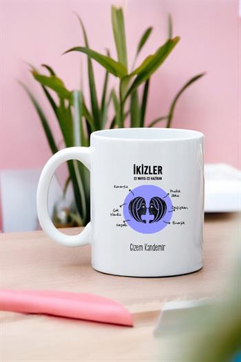 İkizler Burcuna Hediye Kişiye Özel Kupa Bardak