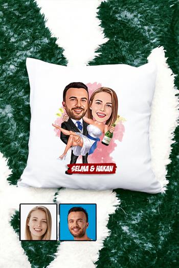 İlginç Sevgililer Günü Hediyesi Karikatürlü Yastık