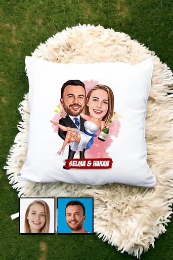 İlginç Sevgililer Günü Hediyesi Karikatürlü Yastık