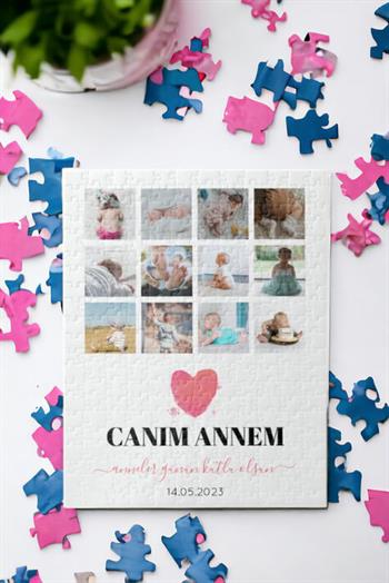 İlk Anneler Günü Hediyesi 12 Fotoğraflı Dikdörtgen Puzzle