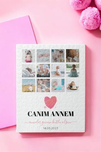 İlk Anneler Günü Hediyesi 12 Fotoğraflı Dikdörtgen Puzzle