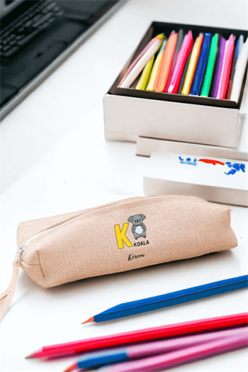 İngilizce Öğreniyorum Çocuklara Özel Baş Harfli Keten Bez Kalemlik