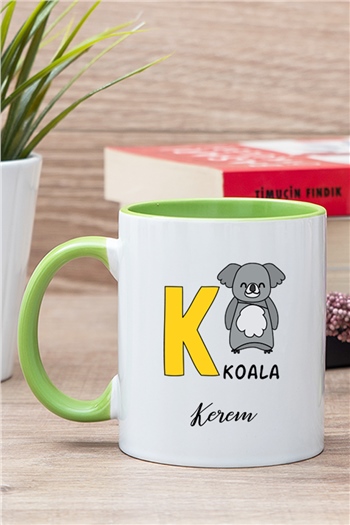 İngilizce Öğreniyorum Çocuklara Özel Baş Harfli İçi Renkli Kupa Bardak