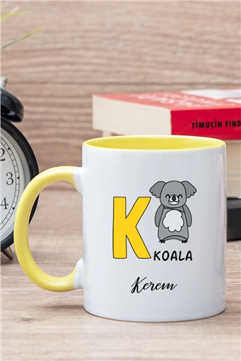 İngilizce Öğreniyorum Çocuklara Özel Baş Harfli İçi Renkli Kupa Bardak