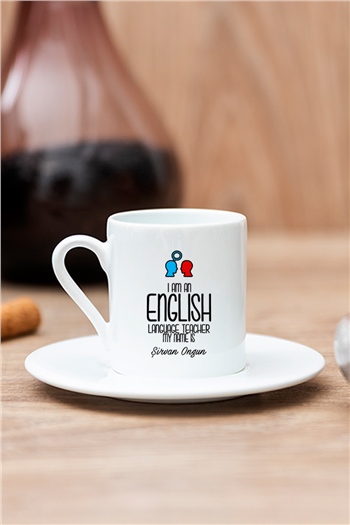 İngilizce Öğretmeni Beyaz Türk Kahvesi Fincanı
