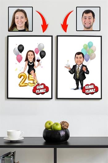 İş Arkadaşına Doğum Günü Hediyesi Karikatürlü Çerçeve