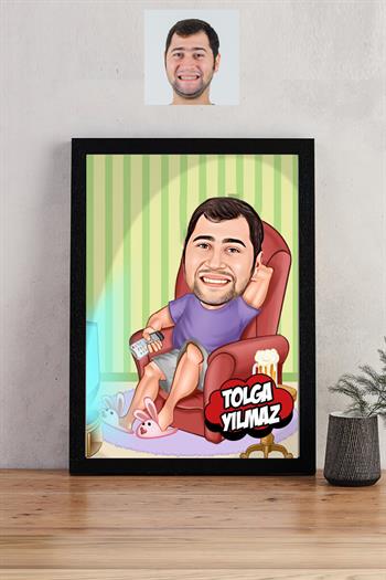 İş Arkadaşına Emeklilik Hediyesi Karikatürlü Dikdörtgen Çerçeve