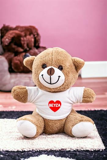 İsim Yazılı Kırmızı Kalpli Peluş Ayıcık