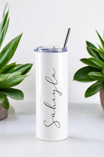 İsme Özel Çelik Pipetli Termos Bardak