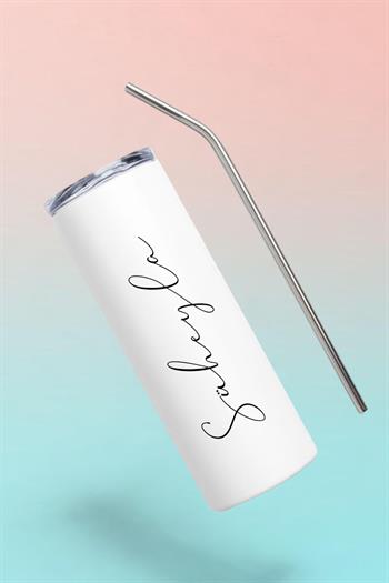 İsme Özel Çelik Pipetli Termos Bardak