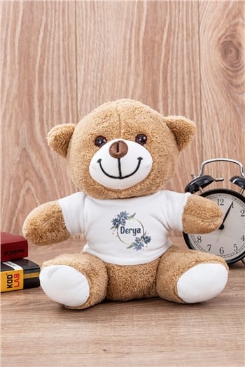 İsme Özel Çiçek Desenli Peluş Ayı