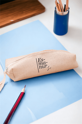 Öğrencilere Hediye İsme Özel Heceli Tasarım Keten Bez Kalemlik