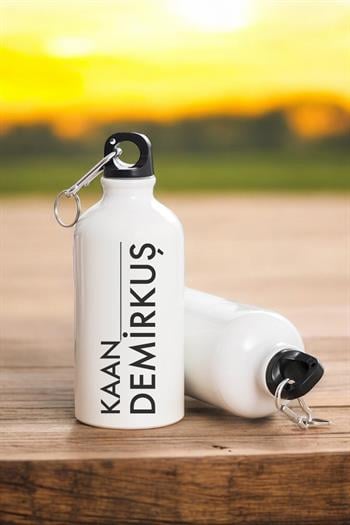 İsme Özel Döner Kapaklı 600ml Metal Su Matarası